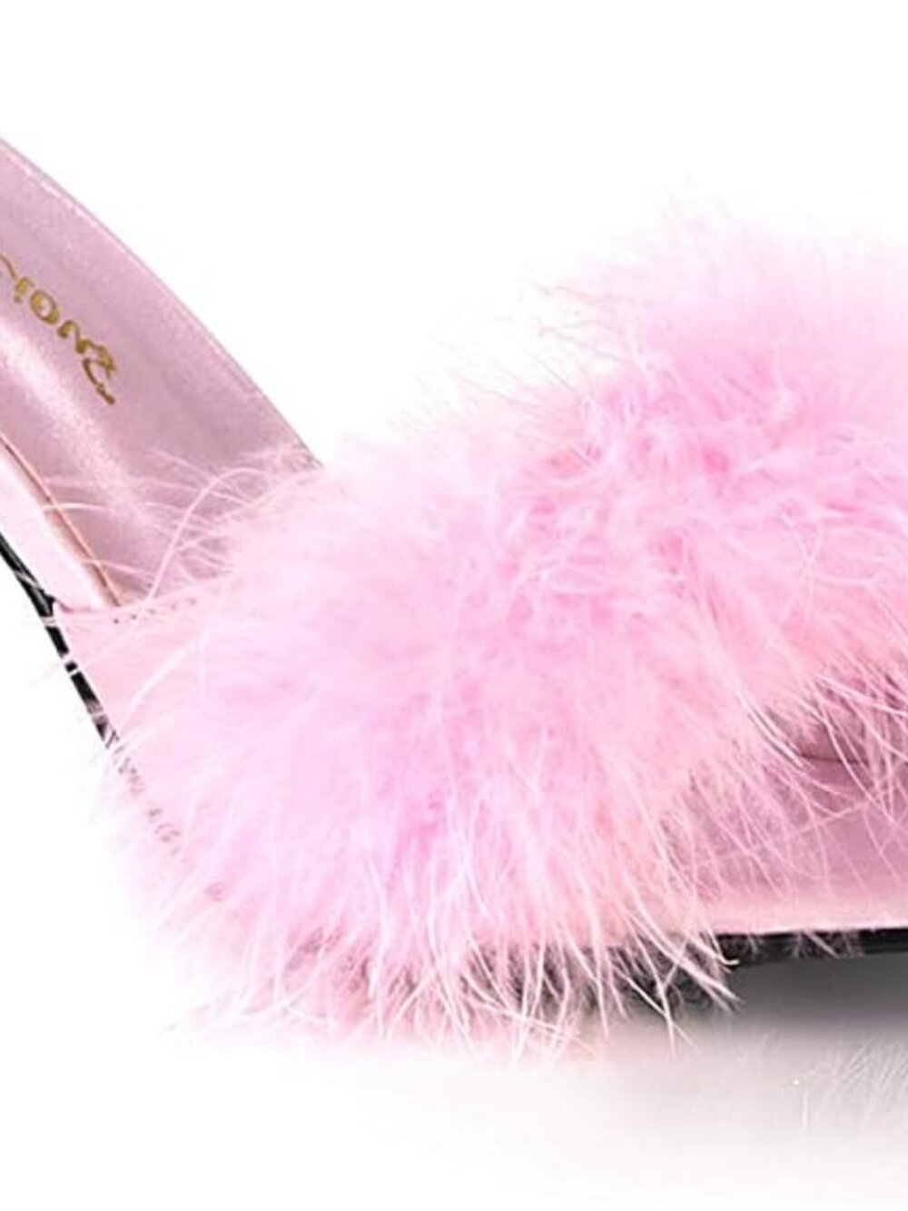 Satin Single Sole Fur Heel